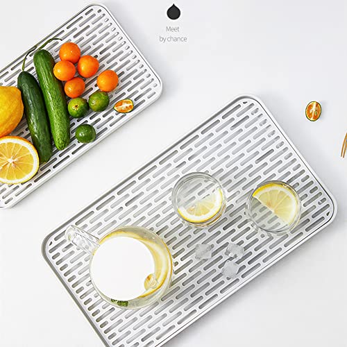Cup Drying Rack & Dish Drying Tray, Drain Board for Small Kitchen Sink, Dish Drain Tray Large Enough for Counter or Coffee Table, Big White Dish Drying Mat - size: 8.85W x 15.35L