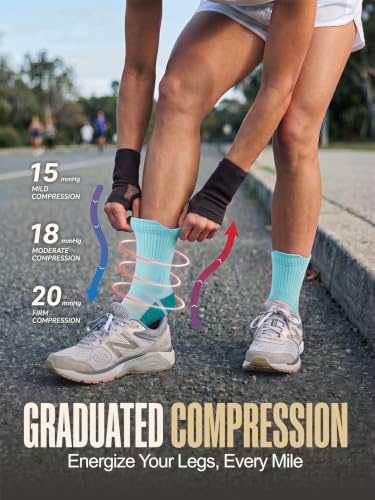 Coolmax Running Socks for Women Stay Dry Cloud Cushioned Compression - color: Green, size: 5-8