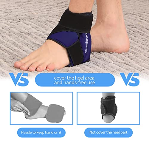 Comfpack Ankle Ice Pack Wrap Heel Ice Pack for Pain Relief, Hot Cold Therapy Cold Pack for Plantar Fasciitis, Achilles Tendonitis, Ankle Sprain, Foot Pain, 2Packs - color: Dark Blue-2 Pack