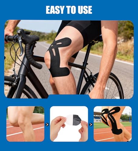 Precut Kinesiology Tape for Knees, 24 Pcs Individual Packaged (Black) - color: Black, size: 24PCS