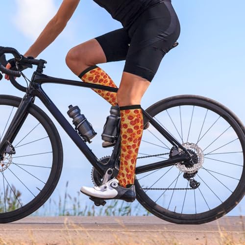 Avocado Compression Socks Women Men Knee High Stock for Running Work Support Nurses Travel - color: Pizza