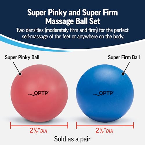 OPTP Massage Ball Set – Moderate and Firm Density Therapy Ball Set – Deep Tissue Massage Balls for Plantar Fasciitis, Sore Muscle Relief — Super Pinky Ball and Super Firm Ball (Pack of 2) - size: 2 Count (Pack of 2)