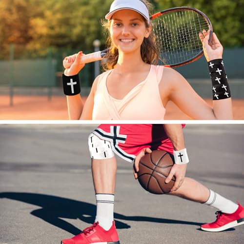 2Pcs Christian Athletic Tape 2in x 23ft Cross Sports Tape Religious Cotton Zinc Oxide Sports Wristbands Jesus Cross Wrist Tapes for Football Baseball Athlete Tennis Gymnastics First Aid Injury Wrap