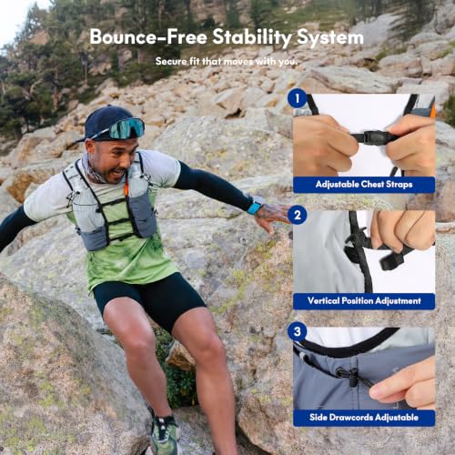 Haimont 8L Trail Running Hydration Vest with Soft Flasks - color: Grey, size: Large