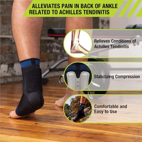 Pro-Tec Athletics Achilles Sleeve with Dual Gel Compression Strips, Achilles Tendon Support for Tendinitis Relief, - size: Small
