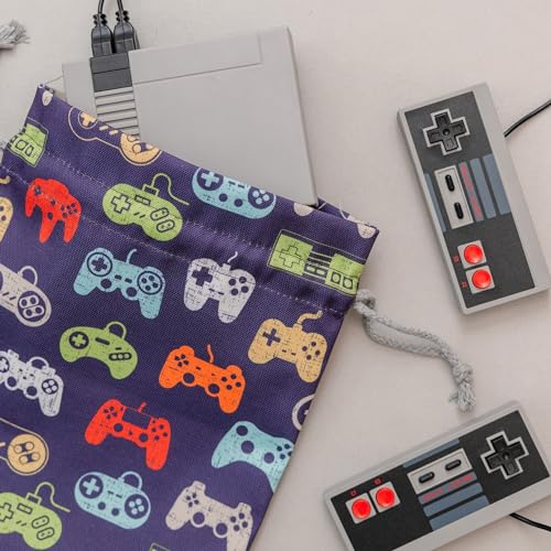 Gather & Knot Drawstring Gift Bags | 20" Large 12" Small | Premium Canvas | Reusable Fabric Wrap for Boys Birthdays, Baby Shower | Gamer - color: Gamer