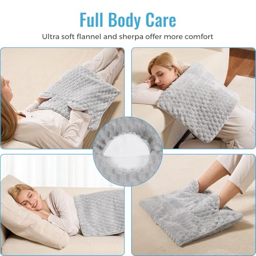 Electric Heated Foot Warmer Soft Flannel Foot Heater with 2h Auto Off & 3 Heat Levels Full Body Use Heating Pad for Feet, Abdomen, Cramps, Pain Relief Pocket Design 16" x 22" Light Grey - color: Light Grey