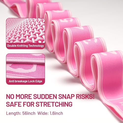Slim Panda Stretch Strap with 9 Loops, Elastic Yoga Straps for Stretching - color: Pink