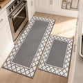 COSY HOMEER Washable Kitchen Rugs Sets of 2 Non-Slip Kitchen Mats,Grey - color: Grey, size: 20"x30" + 20"x48"