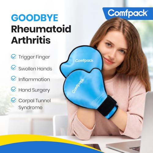 Comfpack Hand Ice Pack for Pain Relief, Full Hot Cold Therapy Gloves 2 Pack