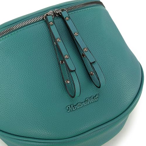 Montana West Crossbody Bag for Women, Vegan Leather Bum Bag with Coin Purse - color: Turquoise
