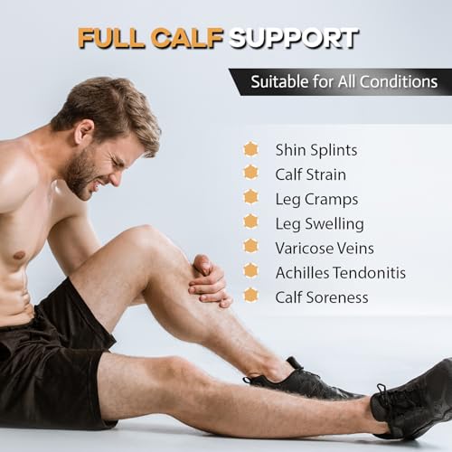 Copper Calf Compression Sleeves for Men Women, Shin Splint Relief, Grip - color: Light Gray, size: Medium