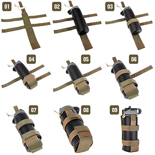 2 Pack Large Adjustable Tactical Water Bottle Holder Molle Portable Belt Carrier for Outdoor Walking Running Hiking Cycling - color: Khaki