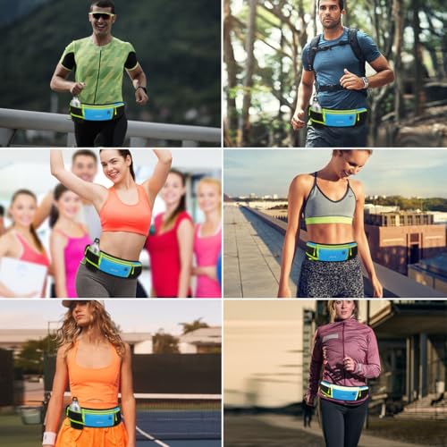 Running Belt for Women & Men Water Resistant Fitness Waist Pack with Phone Pocket & Water Bottle Holder Adjustable Reflective Jogging Belt for Running, Hiking, Gym (Sky Blue) - color: Sky Blue
