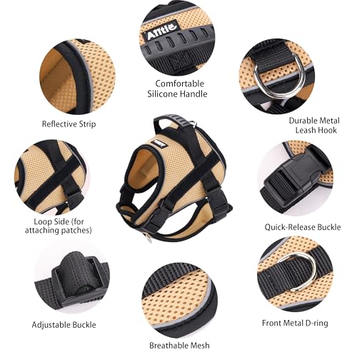 AIITLE No Pull Reflective Dog Vest Harness with Handle, Khaki-XS - color: Khaki, size: XS