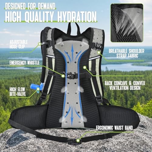 N NEVO RHINO Hydration Backpack, 18L Hiking Backpack with 3L Water Bladder - color: Seaweed Green