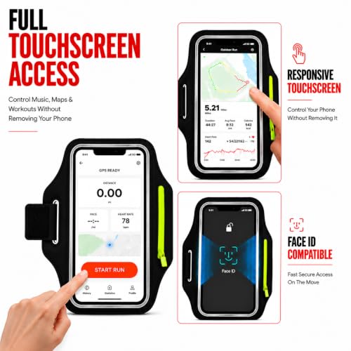 Running Armband Phone Holder with Earphone Bag, Sweatproof Sports Arm Band