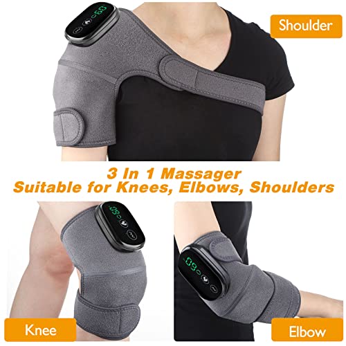 Cordless Knee Massager with Heat Vibration, Knee Heating Pad, Electric Heated Knee Brace Shoulder Heating Pads Elbow Wrap with 3 Heat Levels and Massage Modes - style: Pack of 1
