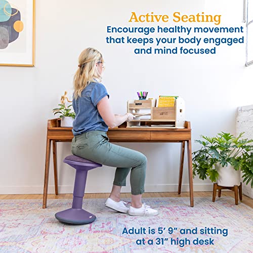 ECR4Kids Sitwell Wobble Stool with Cushion, Adjustable Height, Active Seating, Eggplant - color: Eggplant