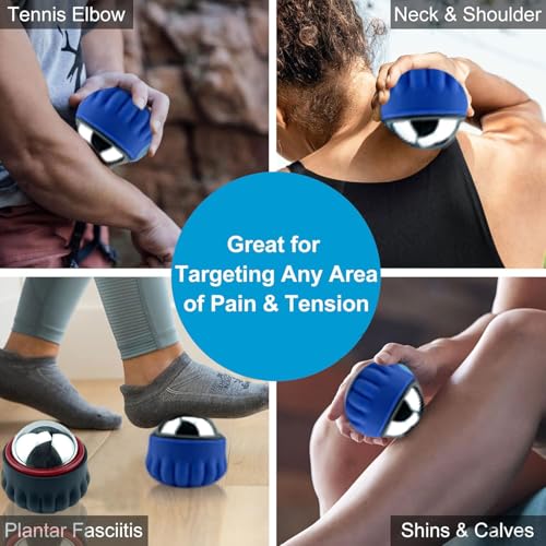 Massage Ice Roller Ball Cold & Heat Therapy Tissue Relief Muscle Recovery - color: Blue and Gray