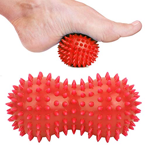 Peanut Massage Ball, PVC Spiky Massage Ball, Foot Roller Massager for Plantar Fasciitis, Fitness Muscle Massaging, Exercise Relax