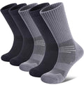 FNOVCO Women's Hiking Walking Running Crew Socks Thick Cushioned Athletic Compression Socks 5 Pairs - color: Black Grey, size: 9-11