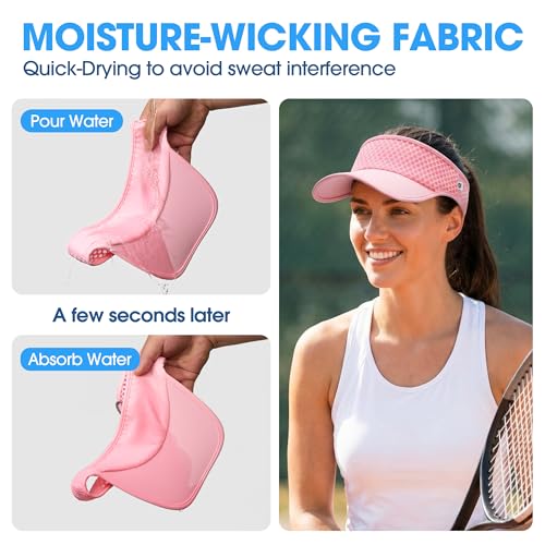 LONGLONG Sports Sun Visor Hat with Non-Slip Toggle Breathable for Women Men - color: Pink