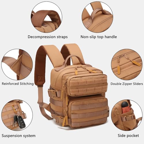 9L/20L Mini Backpack for Men and Women, Small Backpack for Gym Hiking Travel Sports Running - color: 9l-khaki