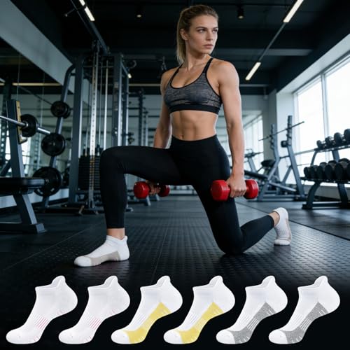 cuangya Ankle Socks Women Athletic Running Cushion Low Hiking Sock 5-6 Pair - color: 6 Pairs Mutil-color, size: 5-8