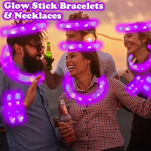 12-24 PCS Purple Glow Sticks Halloween Party Favors Toys for Kids Adults - style: Purple