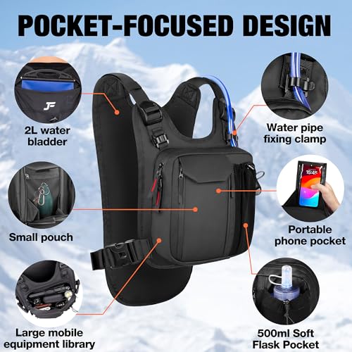 JXFUKAL Running Vest, Lightweight Hydration Backpack with 2L Water Bladder, Reflective Hydration Pack, Tactical Chest Pack Bag for Hiking Running Cycling Marathon for Women Men