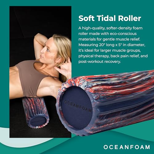 Oceanfoam Soft Tidal Roller - Soft Density Foam (Dark Navy, Red & Natural) - color: Dark Navy, Red & Natural Marbled