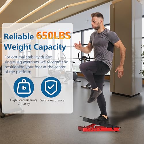 Adjustable Steel Slant Board for Calf Stretching, 5 Angles, 650 lb - color: Red+black