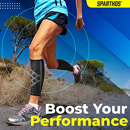 Sparthos Calf Compression Sleeves, Shin Splint Relief Men, Women - Black-M - color: Midnight Black