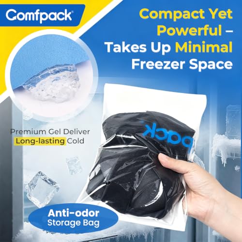 Comfpack Plantar Fasciitis Relief Ice Pack with Full Heel Sole Gel Coverage - color: Black