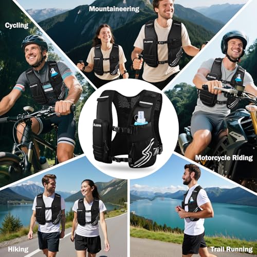 PLUSINNO Running Vest for Men Women, Runners Vest with 500ml Water Bottle - size: Medium-Large (Chest 33"-45")