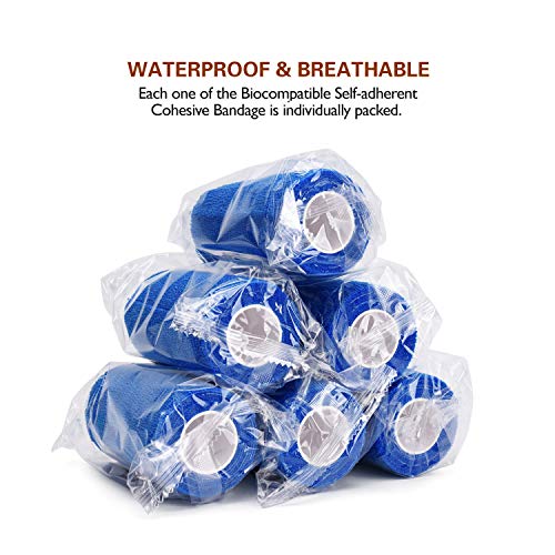 12PCS Self Adhesive Bandage, 4" x5yd Elastic Cohesive Bandage Wrap - color: Blue