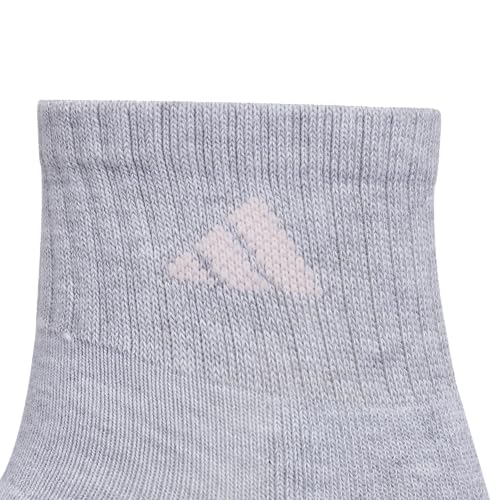 adidas Women's Athletic Cushioned Quarter Ankle Socks 6 Pairs - color: Cool Light Heather/Clear Pink/Dark Blue