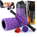 SUBCULTUREPICK 5 in 1 Foam Roller Set for Deep Tissue Muscle Massage - color: Purple