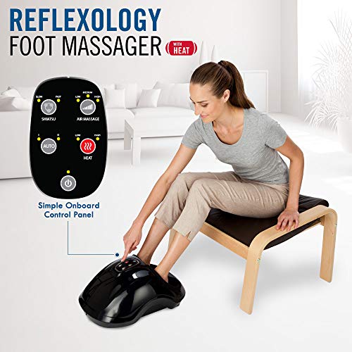 Daiwa Felicity Reflexology Foot Massager – Shiatsu Foot Massager with Heat, Kneading Rollers & Air Compression, 6 Intensity Levels, 2 Heat Settings, Automatic Programs, Deep Tissue Foot Massage
