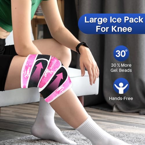 Knee Ice Pack Wrap for Pain Relief, Reusable Gel Cold Compress Therapy Pink - color: Pink-1 Pack