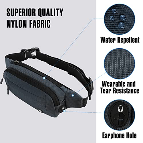 WATERFLY Fanny Pack Waist Bag: Small Hip Pouch Bum Bag Fannie Pack Phanny Fannypack Waistpack Bumbag Beltbag Sport Slim Fashionable for Jogging Hiking Hiker Woman Man - color: Grey