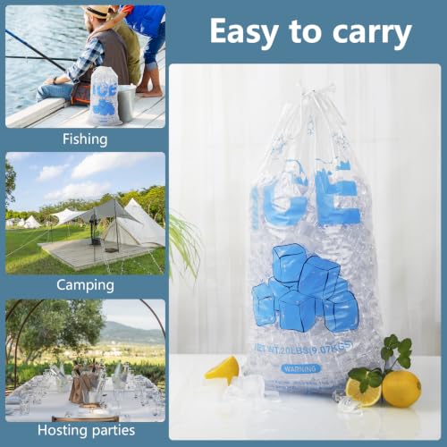 100 PACK 20 lb. Plastic Ice Bags with Cotton Draw String 14 x 28 Inch Heavy-Duty Plastic Ice Storage Bags with Draw String (2.8mil Thickness, Ice Cube pattern) - style: 14x28inch(100pack)Cotton Drawstring-Ice Cube Pattern