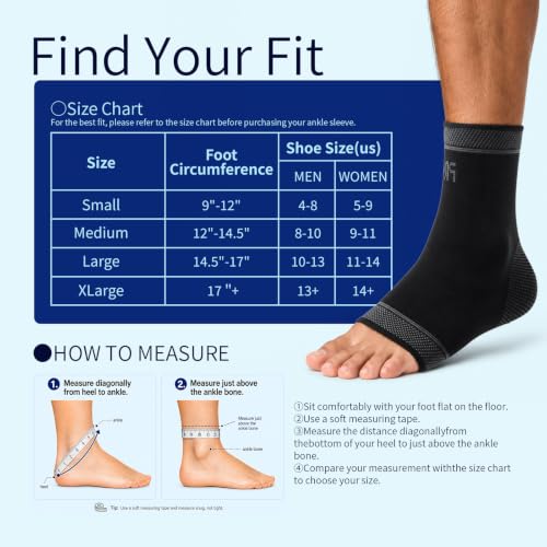 Adjustable Foot Socks, Ankle Brace Compression Support Sleeve with Silicone Gel, Arch Support - Boosts Recovery from Joint Pain, Sprain, Plantar Fasciitis (2pack/Black/XL) - size: XL
