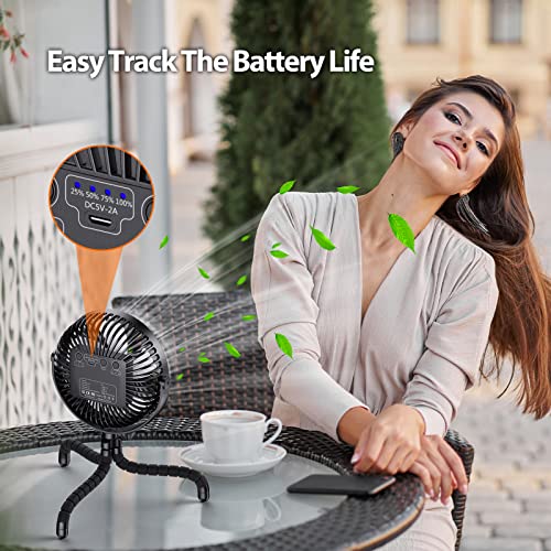 AMACOOL 10000mAh Portable Stroller Fan-7 inch, 48H Ultra-long Running - color: Black