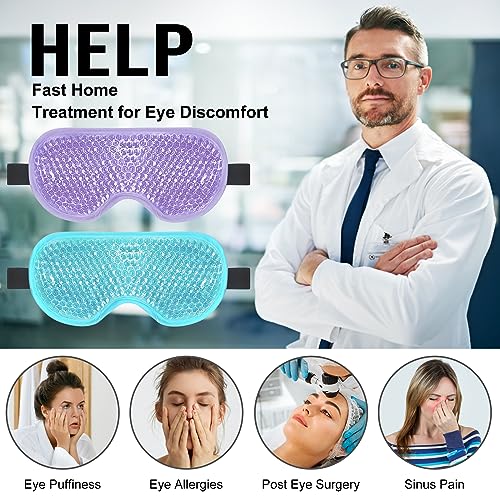 BeeVines Gel Eye Mask, Cooling Ice Masks for Puffy Eyes (Blue & Purple) - color: 002 Purple & Blue