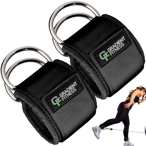 Ankle Straps for Cable Machines, Adjustable, 2 Pack - style: Black 2 D-Rings
