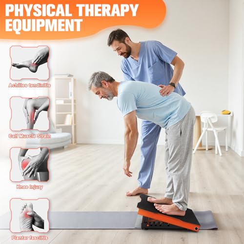 Steel Slant Board Calf Stretcher, 600 Lbs Weight Capacity, Orange - color: Orange