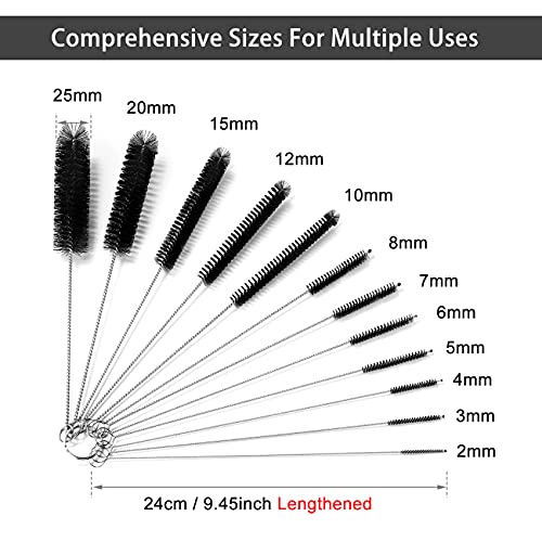9.5 Inch Long Straw Cleaner Brush Set, 12 Pack Straw Pipe Cleaner Brush Set