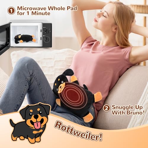 Microwave Heating Pad for Pain Relief, 16" x 11" Microwavable Heating Pads for Cramps, Back Pain, Neck Shoulder, Muscles, Knee, Joints, Natural Heat Pack Moist Heat, Rottweiler - size: Rottweiler